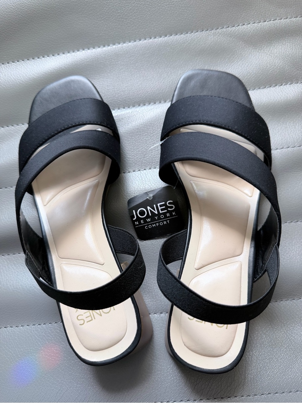 Jones New York Black Strappy Slide Sandals - Women's